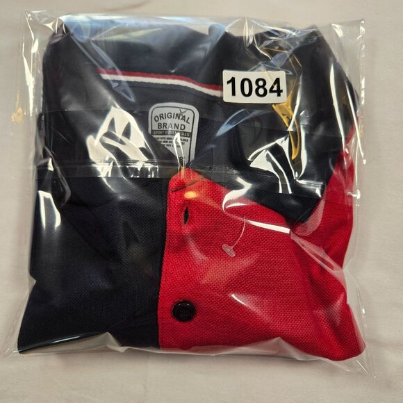 NWOT Tommy Hilfiger Mens Color Block Polo Shirt Size L Cotton Navy/Red - Picture 7 of 7